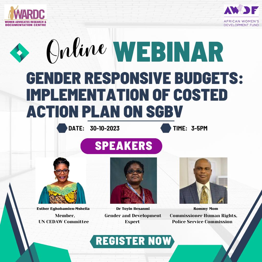 Catch our founder @esthereghobamien today on the @womenadvocate and @the_awdf online webinar where she'll be discussing Gender Responsive Budgets: Implementation of Costed Action Plans on SGBV

#wadhikowgo #womenintech #womenintrade #womeninbusiness #womenempoweringwomen #sgbv