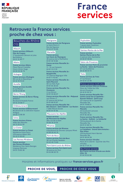 cdad13bdr's tweet photo. Besoin d'aide pour vos démarches administratives ? Venez dans le France Services à proximité de chez vous. Adresse, horaires et informations pratiques sur https://t.co/BH7muPzQlN https://t.co/otQFMLJhTO