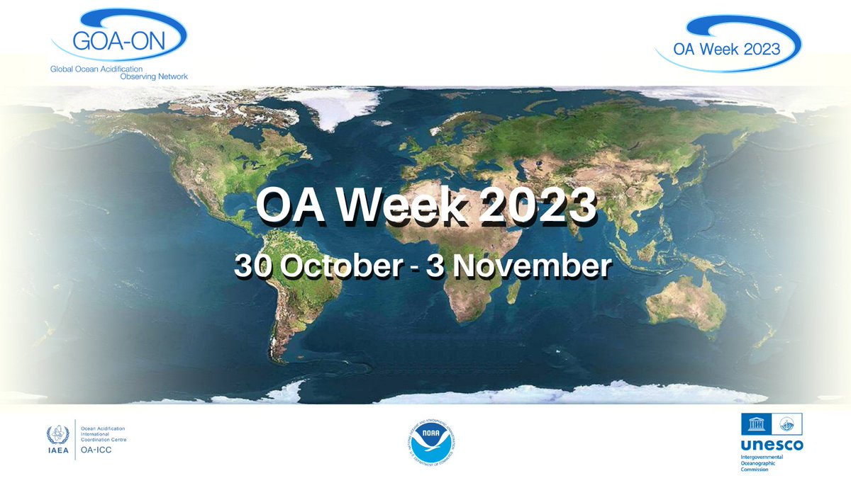 🎉Happy #OAWeek2023!

Tune in for a full week of #OceanAcidification webinars from around the globe. Learn about #OA research, policy, capacity building, socio-economic impacts, and mentorship programming. 

More information and registration here:  
👉tinyurl.com/GOAON2023