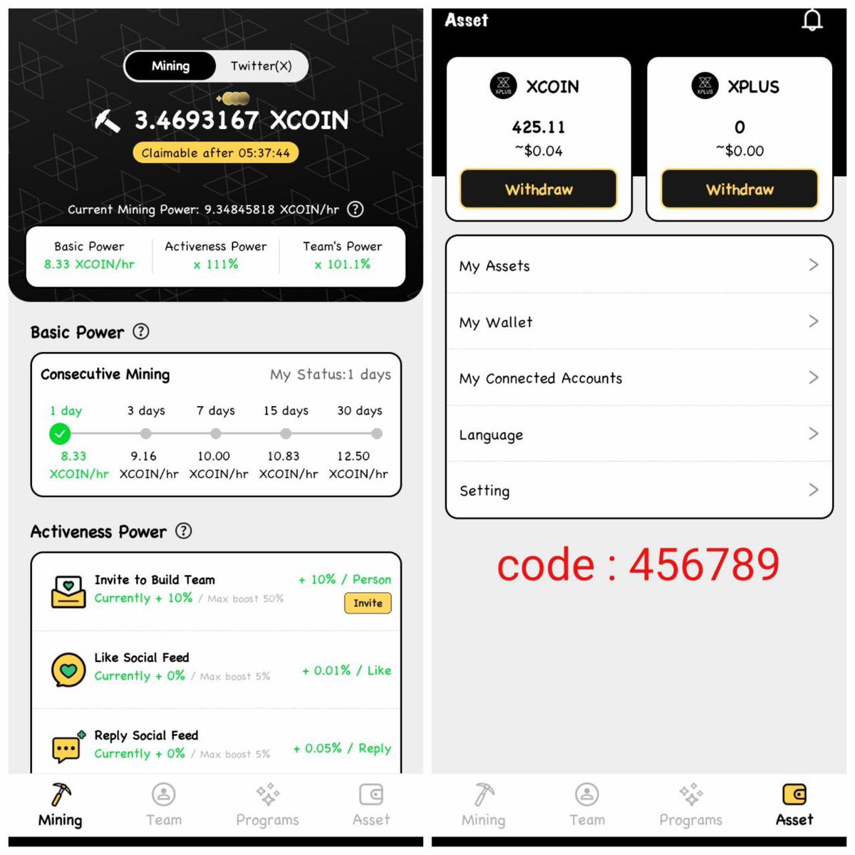 hamsterminiapp's tweet photo. New minning app xcoin trend twitter has an app on iOS and Android
Log in to Claim once every 6 hours
The speed is high at 8.7 XCoin/h
Code: 456789
👉Link:
https://t.co/QvNJPQfStP
#PiNetwork #BeeNetwork #CHEO #cheouytin #AvivePoints #crypto #minningapp #iceNetwork https://t.co/gyBvQIeS6l
