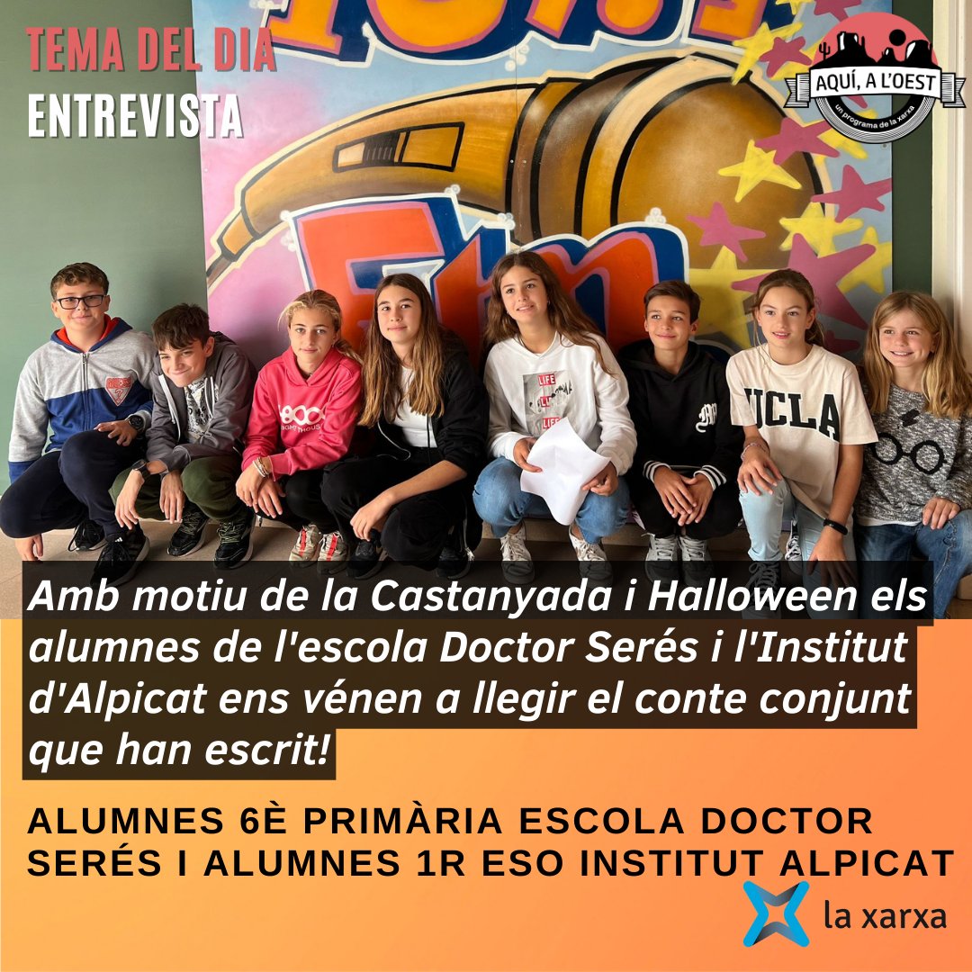 aquialoest's tweet photo. Els alumnes de l'escola Doctor Serés i l'Institut d'Alpicat ens vénen a llegir el conte conjunt que han escrit amb motiu de la Castanyada i Halloween una història terrorífica en què els alumnes de l'escola bressol també hi han participat decorant la cartolina on s'ha escrit! https://t.co/rIlLFr6gph