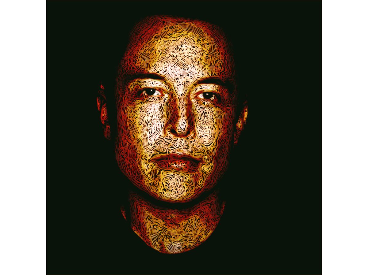 Robot Light Drawing, Elon Musk 29th May 2023 Exposure time 01:47:38 A still photograph taken with a long exposure from a fixed camera position, capturing our robot drawing in a dark space with light. Using AI and over 130,000 lines of bespoke code a photograph is turned into