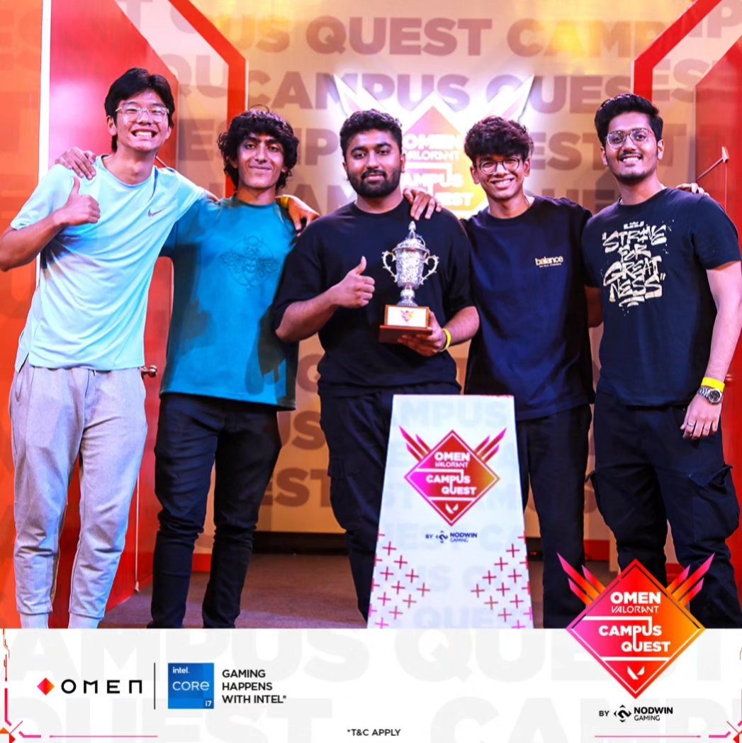 NodwinGaming's tweet photo. Check out the Champion's winning moments ๐ at the Omen Valorant Campus Quest! ๐ธ๐
#OMEN #OMENIndia #BeOMENCool #HPOMEN #OMENdesk #OMENbyHP #OMENGamingSetup #Valorant @IntelIndia https://t.co/BDosVQtXQA