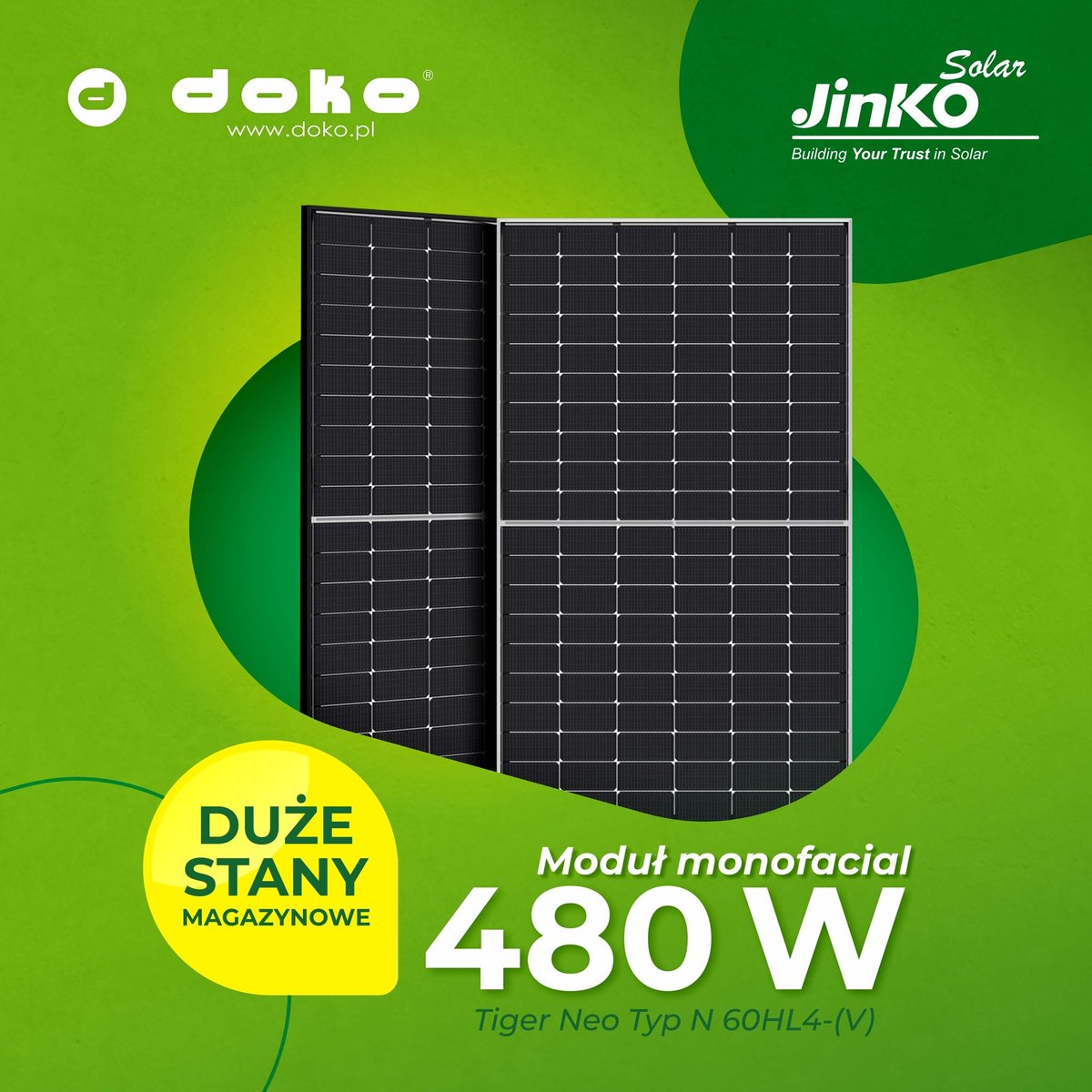 doko_brodnica's tweet image. Moduł monofacial odporny na ekstremalne warunki klimatyczne marki Jinko, o mocy 480wp dostępne w DOKO! Zapraszamy do zakupów w sklepach stacjonarnych i w sklepie internetowym.
#doko #hurtownieelektryczne #hurtownieelektrotechniczne #jinko #panele #moduły #oze #środowisko