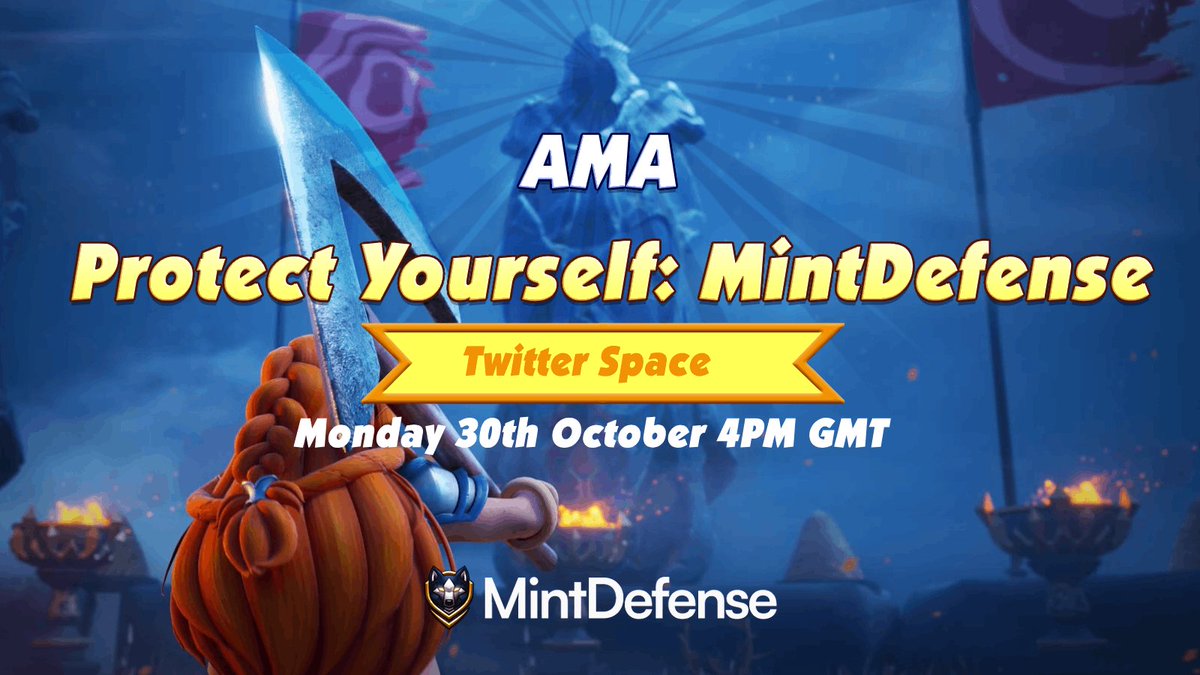 AOFverse's tweet image. 🚨 Exciting AMA coming up folks!🚨

⚔️ Learn to stay protected in web3 with the best security practices from @MintDefense!

📆 Monday 30th October, 4PM GMT

🔗
