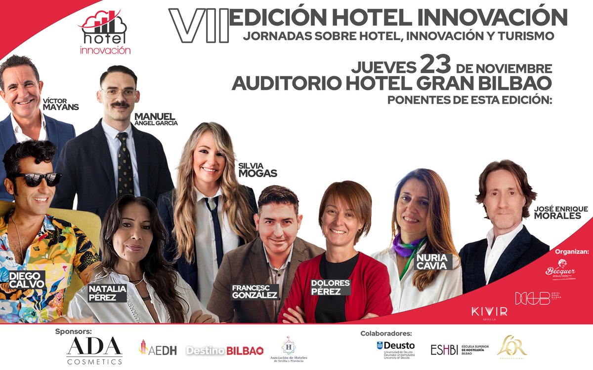 🔒Cartel cerrado para Hotel Innovación.
📍 Auditorio del Hotel Gran Bilbao
📅 23 de noviembre, jueves
➡️ Registro gratuito: bit.ly/hotelinnovacion