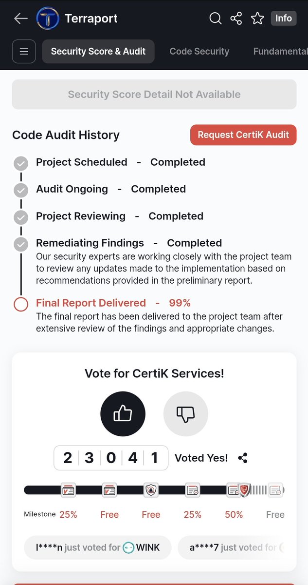 Reviewing the final <a href="/_Terraport_/">Terraport Finance</a> audit report from <a href="/CertiK/">CertiK</a>. It's been a marathon with 129 contracts audited. 

Nearly ready for launch.

Thanks to all our #Terraclassic, $LUNC and $TERRA supporters for your patience and continued support. ❤️

Vote at ⬇️
skynet.certik.com/projects/terra…