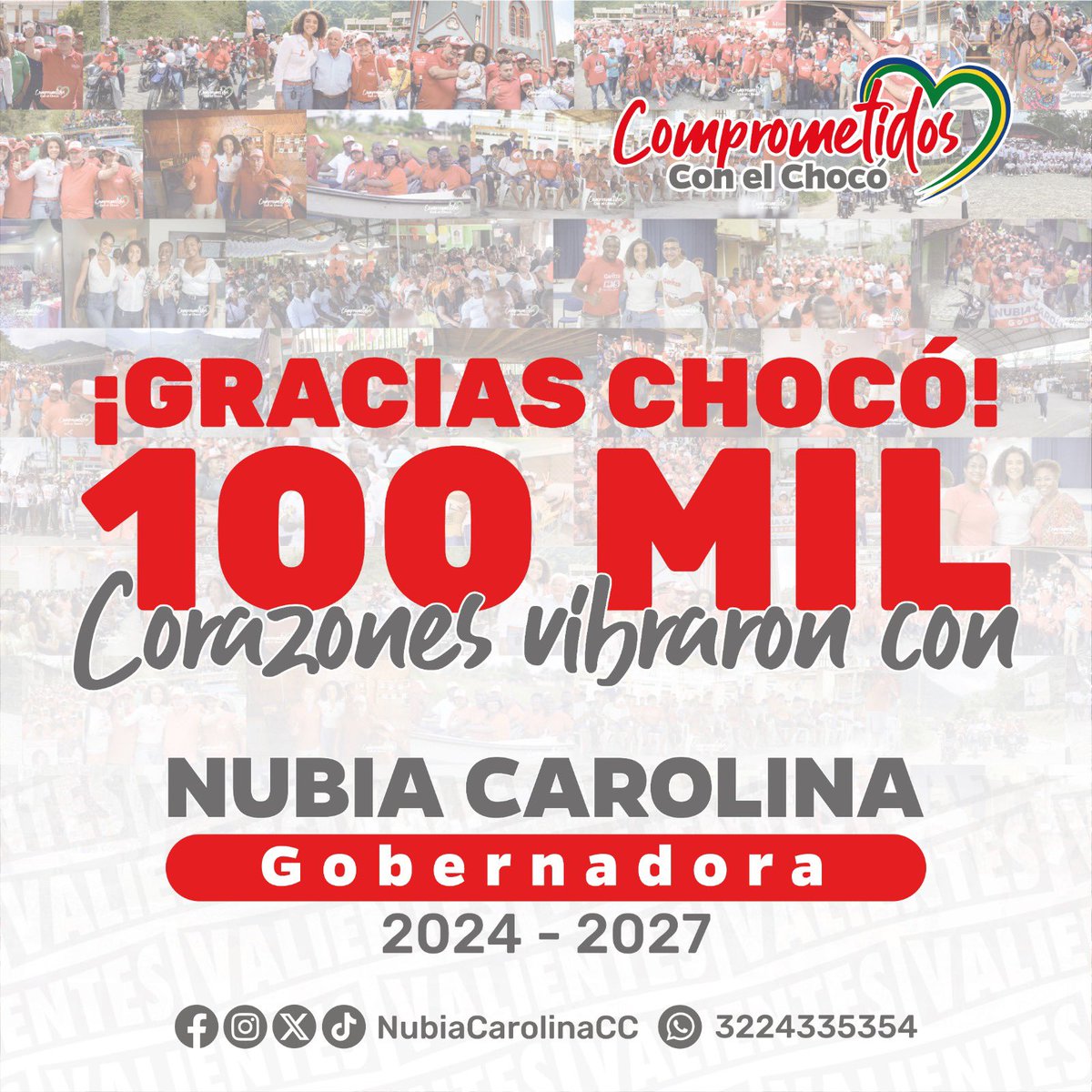 NubiaCarolinaCC's tweet photo. 100 mil sueños
100 mil Chocoanos

Una sola palabra: ¡Gracias! https://t.co/4PfbcHvtmW