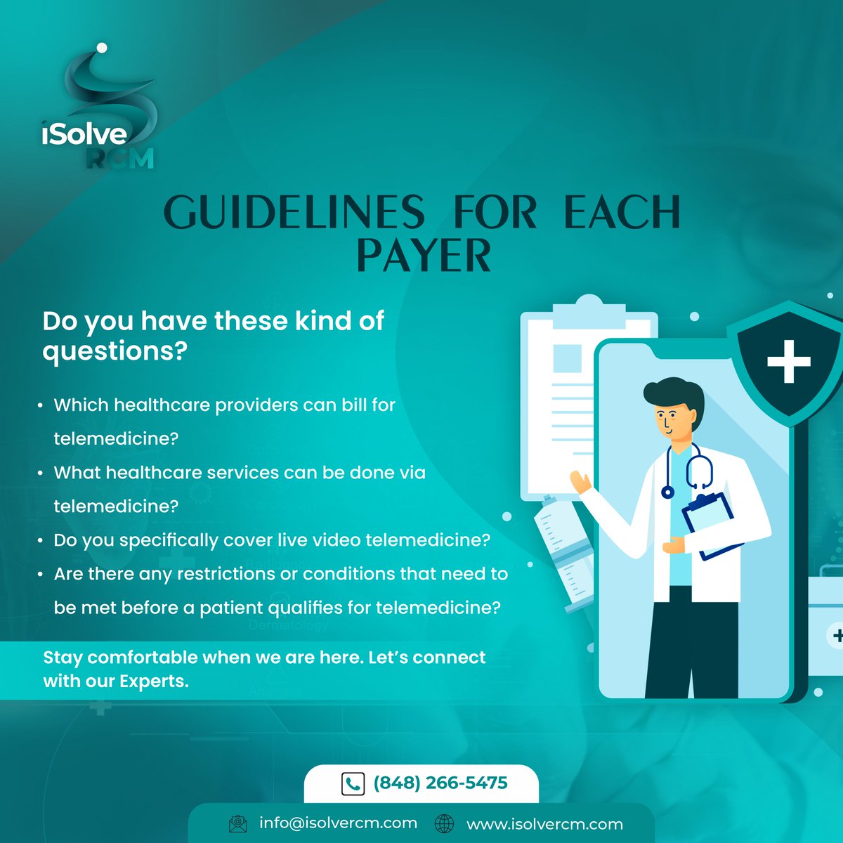 Dear community,

If you have questions about your coverage, Contact us right away.

#healthcarepayment #payerguidelines #medicare #medicaid #privateinsurance #conditions #restrictions #telemedicinesolutions #community #healthcare #help