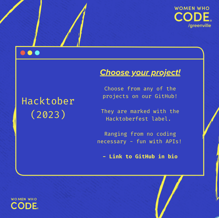 WWCodeGville's tweet image. Finish out this #hacktober strong!

Choose from any of the projects marked with the Hacktoberfest label in our GitHub!

They range from no coding projects to fun with APIs.

Find the link to our GitHub in bio!

#wwcodegvl #wwcodegville #hacktoberfest2023