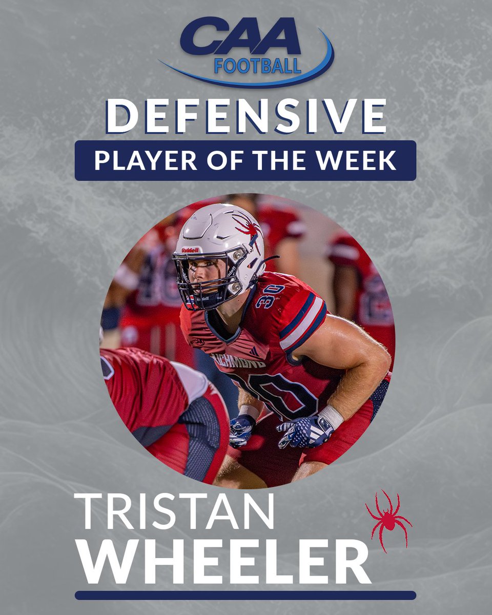 🏈 #CAAFB Defensive Player of the Week

Tristan Wheeler recorded a team-high 12 tackles (10 solo), 1.5 TFL’s, a sack, a forced fumble and a fumble recovery to help lead <a href="/Spiders_FB/">Richmond Spiders Football</a> past Campbell, 44-13

📰 bit.ly/3SkpMkl