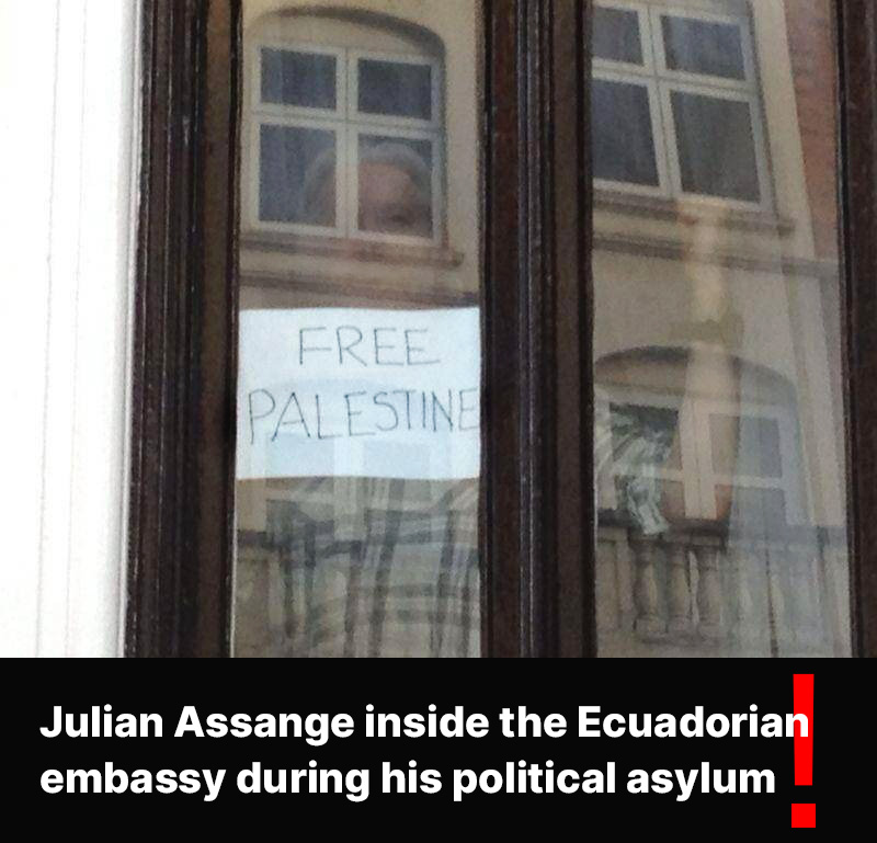 During Julian’s arbitrary detention in the Ecuadorian embassy he held up the words “Free Palestine” - a message that resonates around the world. As well as uncovering US war crimes and corruption, the @wikileaks founder is also being persecuted for publishing information which…
