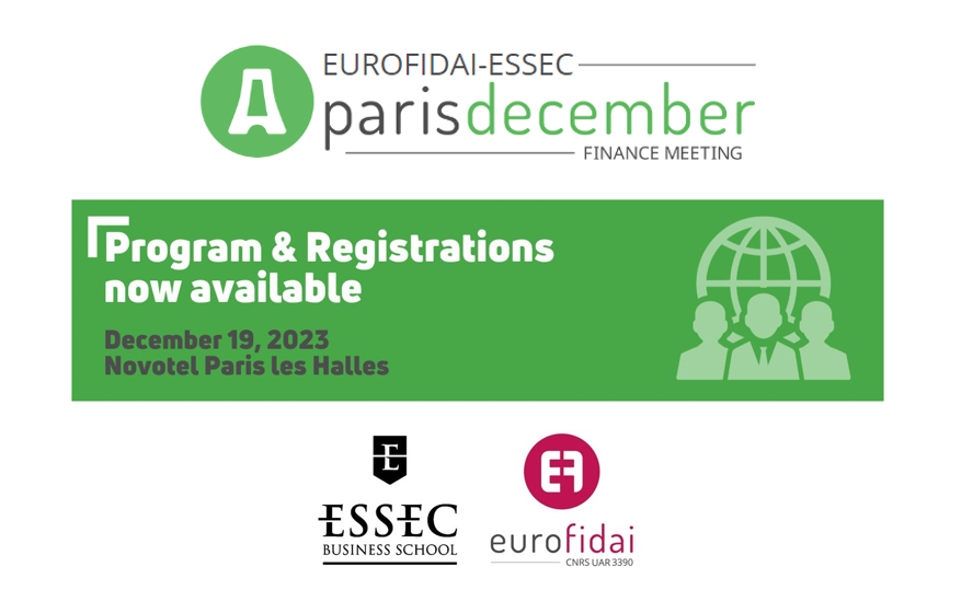 Save the Date: 𝐄𝐔𝐑𝐎𝐅𝐈𝐃𝐀𝐈-𝐄𝐒𝐒𝐄𝐂 𝐏𝐚𝐫𝐢𝐬 𝐃𝐞𝐜𝐞𝐦𝐛𝐞𝐫 𝐅𝐢𝐧𝐚𝐧𝐜𝐞 𝐌𝐞𝐞𝐭𝐢𝐧𝐠 at Novotel Paris Les Halles in downtown Paris on 𝐃𝐞𝐜𝐞𝐦𝐛𝐞𝐫 𝟏𝟗, 𝟐𝟎𝟐𝟑.
👉Learn more: lnkd.in/dKsZt9u