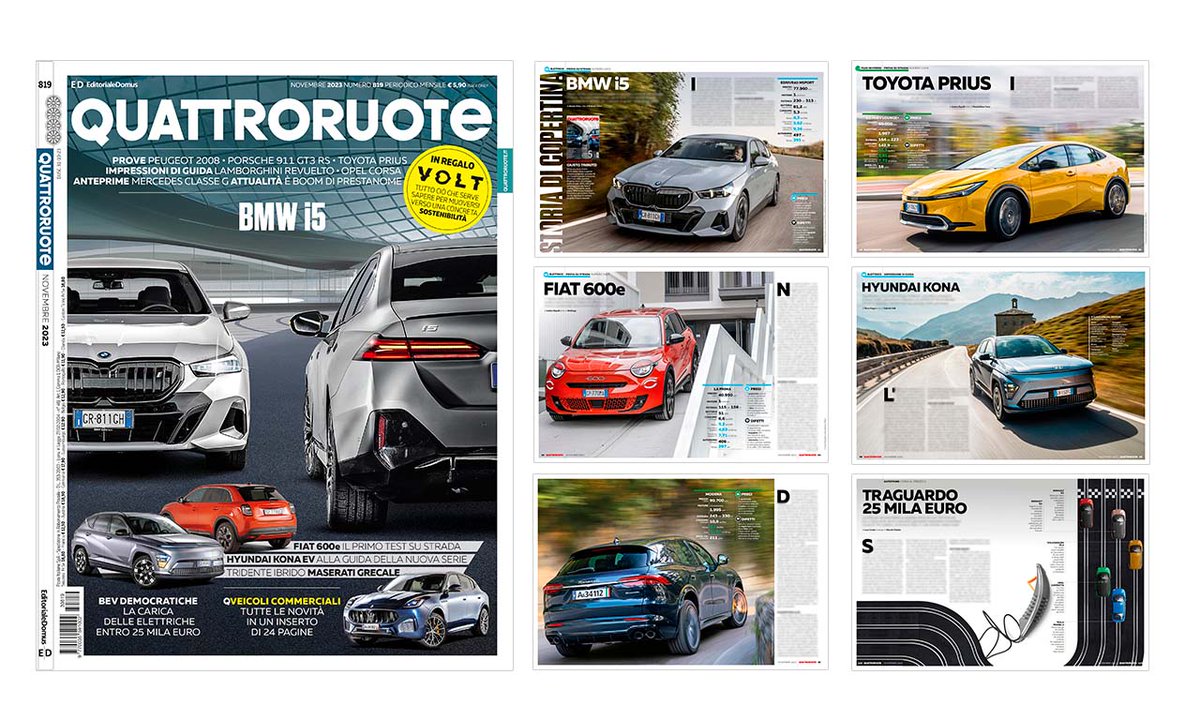 Scopri #4R di novembre con le prove di #BMW i5, #Fiat 600e, #Maserati Grecale, #Peugeot 2008, #Porsche 911 GT3 RS e #Toyota Prius), l'anteprima sulle nuove #elettriche da 25 mila euro e #Volt, l'allegato gratuito dedicato alla sostenibilità… concreta -> tinyurl.com/ydwzhb95