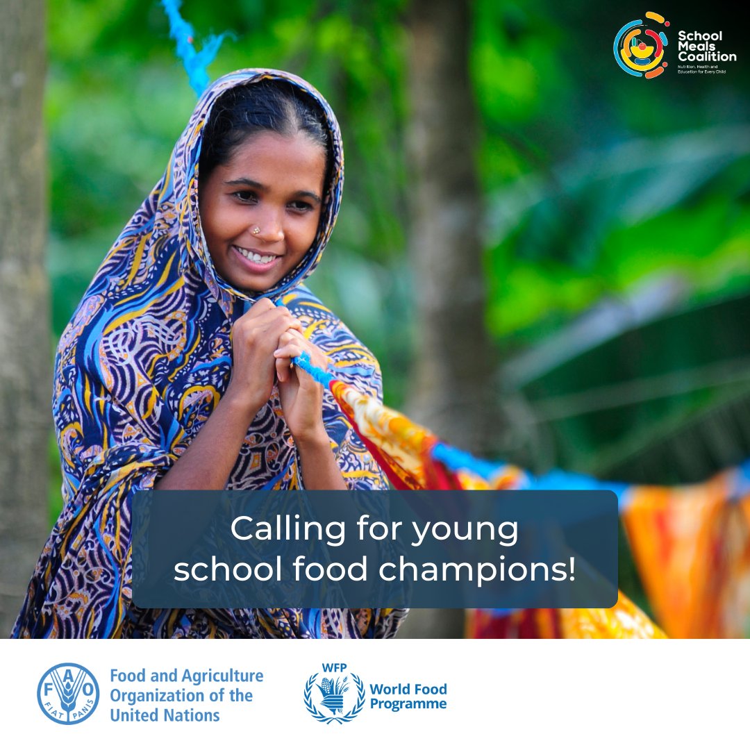School Meals Coalition (@schoolmeals_) on Twitter photo ๐ฅInterested in nutritious #schoolfood?
<a href="/FAO/">Food and Agriculture Organization</a> & <a href="/WFP/">World Food Programme</a> want YOU to become a school food advocate! Help to spread the word about childrenโs right to enjoy healthier and more sustainable food in schools.
Find out more and apply๐fao.org/platforms/schoโฆ
#MySchoolFood ๐ฅInterested in nutritious #schoolfood?
<a href="/FAO/">Food and Agriculture Organization</a> & <a href="/WFP/">World Food Programme</a> want YOU to become a school food advocate! Help to spread the word about childrenโs right to enjoy healthier and more sustainable food in schools.
Find out more and apply๐fao.org/platforms/schoโฆ
#MySchoolFood
