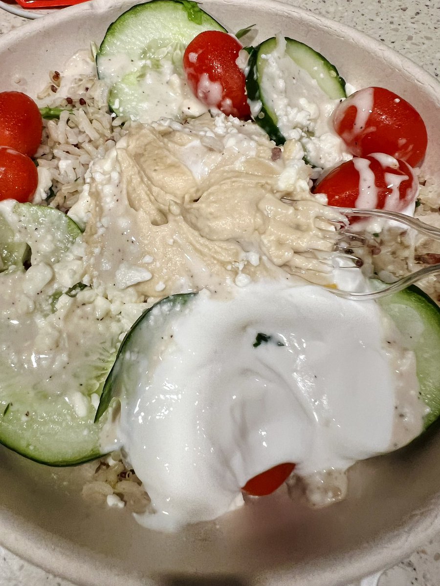 Today, I went to <a href="/panerabread/">Panera Bread</a> after many years.I took a chance, stepping out of my comfort zone. My husband went for a Mediterranean bowl.What I thought was blended “meat” turned out to be hummus &amp; just found out I’ve been missing out on hummus all this time. 😄 Cucumber &amp; hummus