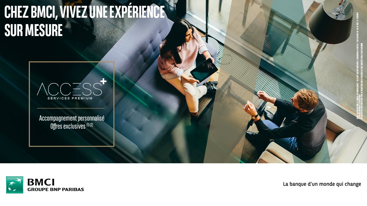 BMCI_BNPP's tweet image. Découvrez un monde de privilèges avec Access Plus.

Bénéficiez d'une gamme exclusive de produits et de services pensés pour vous !

#AccessPlus #BMCI