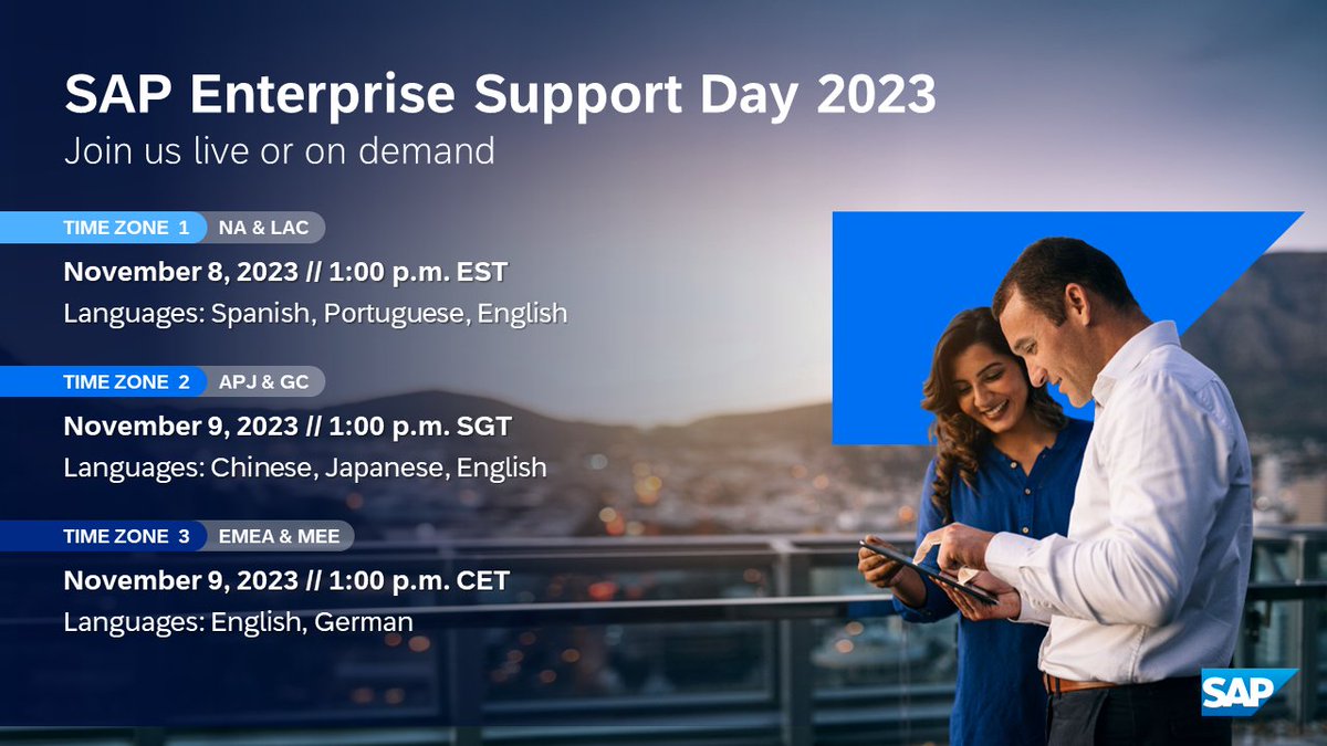 jungmarcel's tweet photo. The clock is ticking! #SAPEnterpriseSupport Day 2023 is just around the corner. Virtual sessions filled with transformative solutions await. 

Spaces are filling up fast—secure your spot today: https://t.co/MbxgJPvIbs https://t.co/YgJRDzF6PP