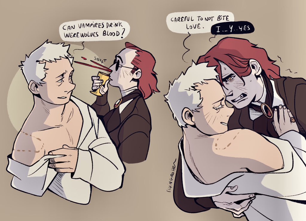 Some "ref sheet" for them 🐺🦇 #GoodOmens