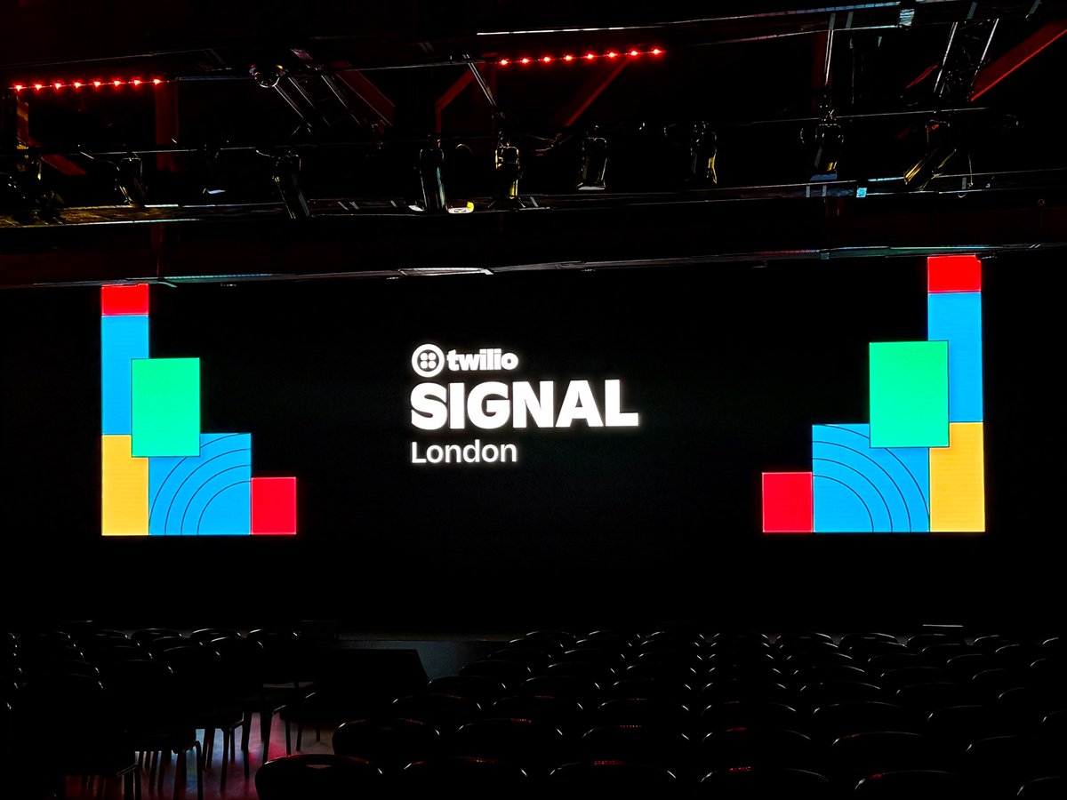 twilio's tweet photo. We are getting the stage set for #SIGNALConf London tomorrow. There’s still a few seats left, register now 👉 https://t.co/192cco8Wwg https://t.co/6P4dYDyrsy
