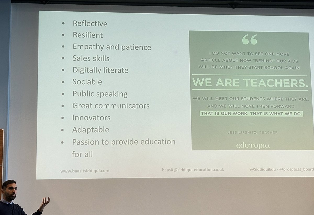 traceho's tweet image. Together Towards Tomorrow - Celebrating the Impact of Collaboration
An inspiring talk from @baasitsiddiqui
Love the end quote and list of some of the skills set we have as educators.
This is what we do. #LEOConference23