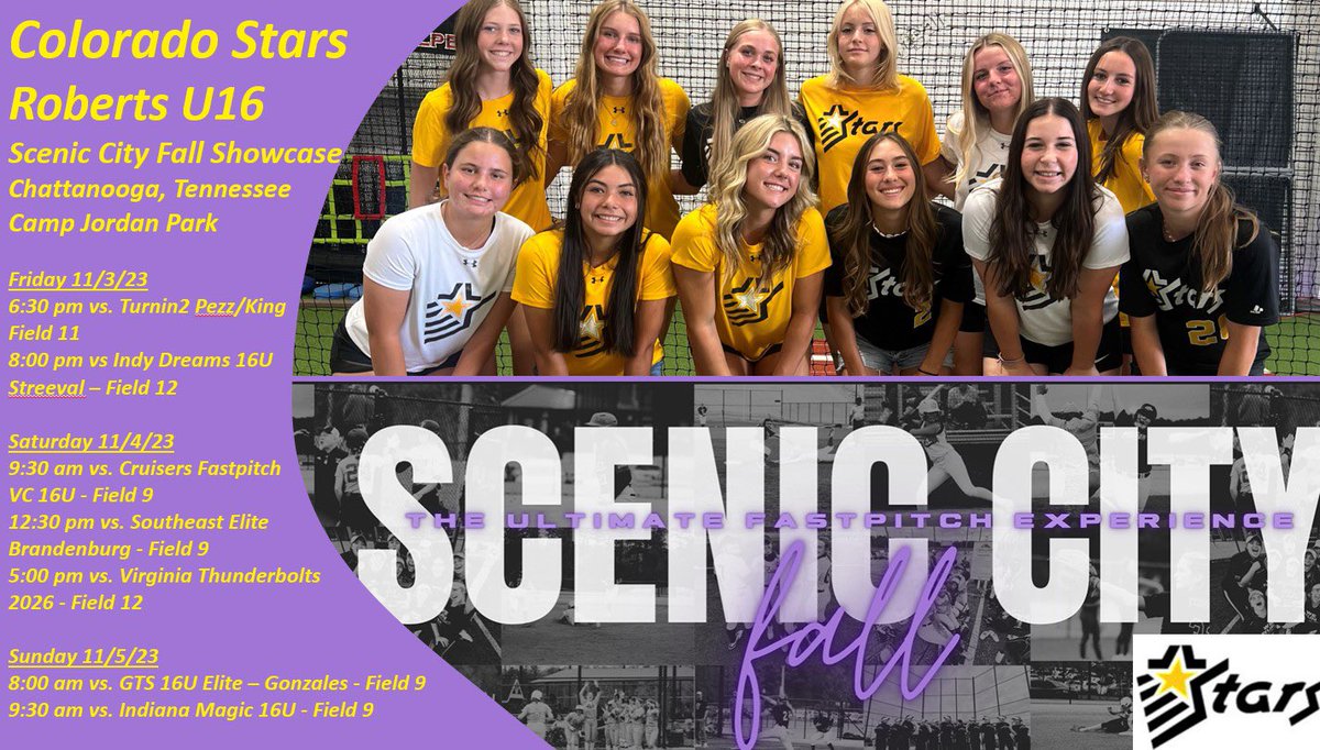 COStarsRoberts's tweet photo. Colorado Stars - Roberts is excited to play in the Scenic City Fall Showcase this week in Chattanooga, Tennessee! Come and see us play! @ConnectSports_
#ncaasoftball #coloradostars #uncommitted #softball #CollegeSoftball https://t.co/PiEmVz9cGO
