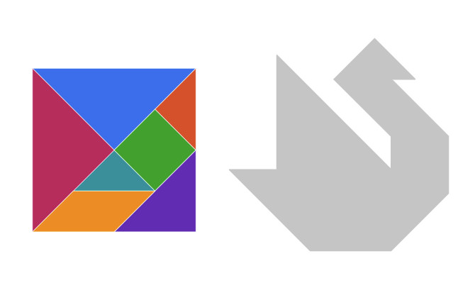 Tangram was invented around 1700 in China. Using just 7 simple tiles, you can form a wide variety of different shapes and figures. We have 40 puzzles for you to explore, including the swan. How many of them can you solve?  Explore them all at mathigon.org/tangram