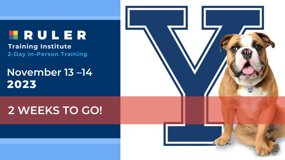 We are so excited to welcome the November RULER Institute attendees to @Yale in two weeks. In addition to training, our guests will meet the beloved Yale mascot, @HandsomeDanYale, take a guided walking tour of campus, and grab some famous New Haven pizza!🍕rulerapproach.org