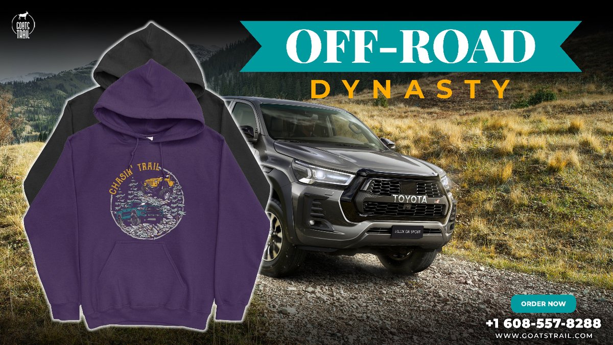 Unleash the trailblazer in you with @GoatsTrailCo 'Chasin' Trail' hoodie! It's the perfect fusion of Wrangler and TRD for style and adventure. 🚙🏞️ Get yours today and hit the off-road in bold fashion!

Shop Here: goatstrail.com/collections/ho…

#OffRoadDynasty #AdventureReady
