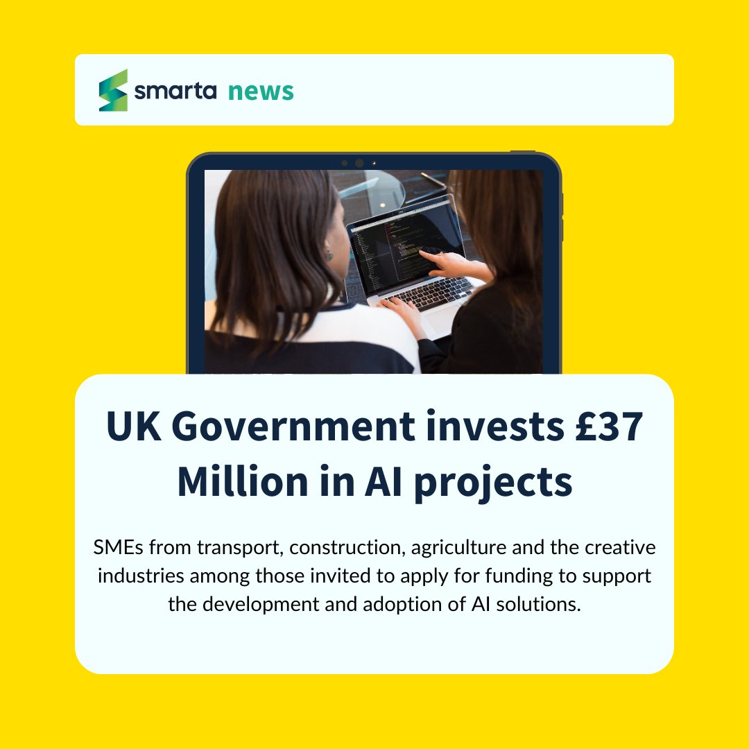🚀Discover the UK Government's £37 million investment to support in AI-driven innovations in productivity and business. SMEs and startups can apply now to gain funding for pioneering AI projects and feasibility studies. Learn more 👉 hubs.ly/Q0271sX80