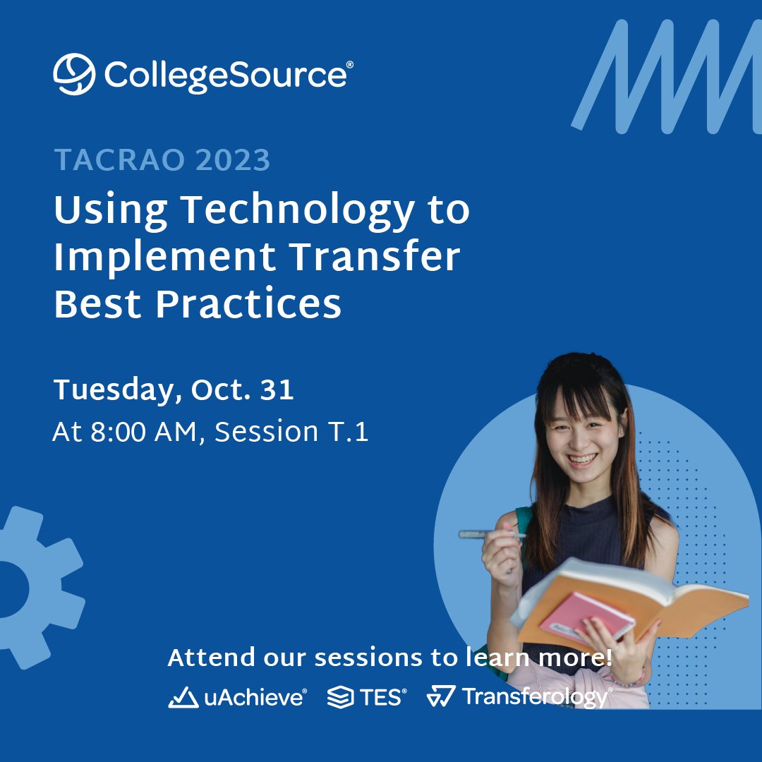 At #TACRAO 2023, we are pleased to present how TES &amp; Transferology can help create a #transfer-friendly environment for staff and students. Join our session to learn how these tools create a full-circle, student-centered experience that’s paperless, cost-efficient, and scalable.