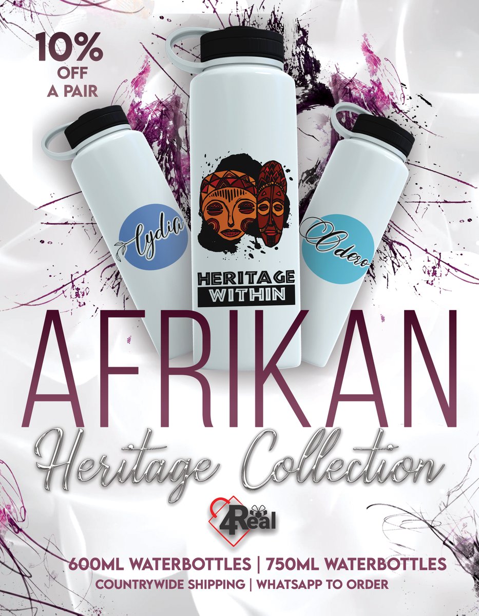 4real_254's tweet image. Sip on the essence of Afrikan heritage with every drop. Stay hydrated in style with our Heritage Collection water bottles. 💧✨

#HydrateInCulture
#4RealGiftStore
#HeritageCollection
#AfrikanHeritage
#HydrationStation
#CulturalSips