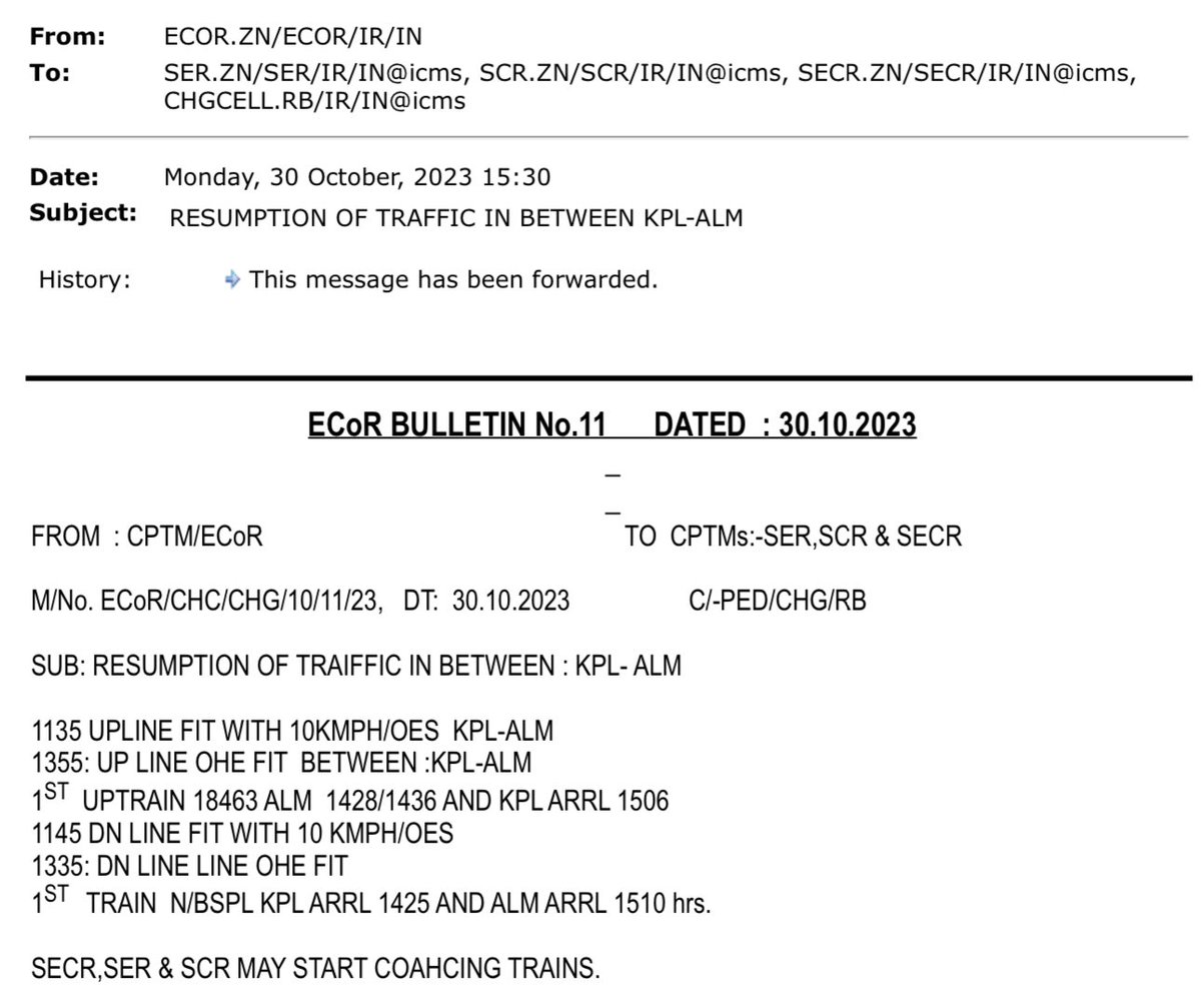 RailSamachar's tweet image. #Resumption of #traffic in between #KPL &amp;amp; #ALM