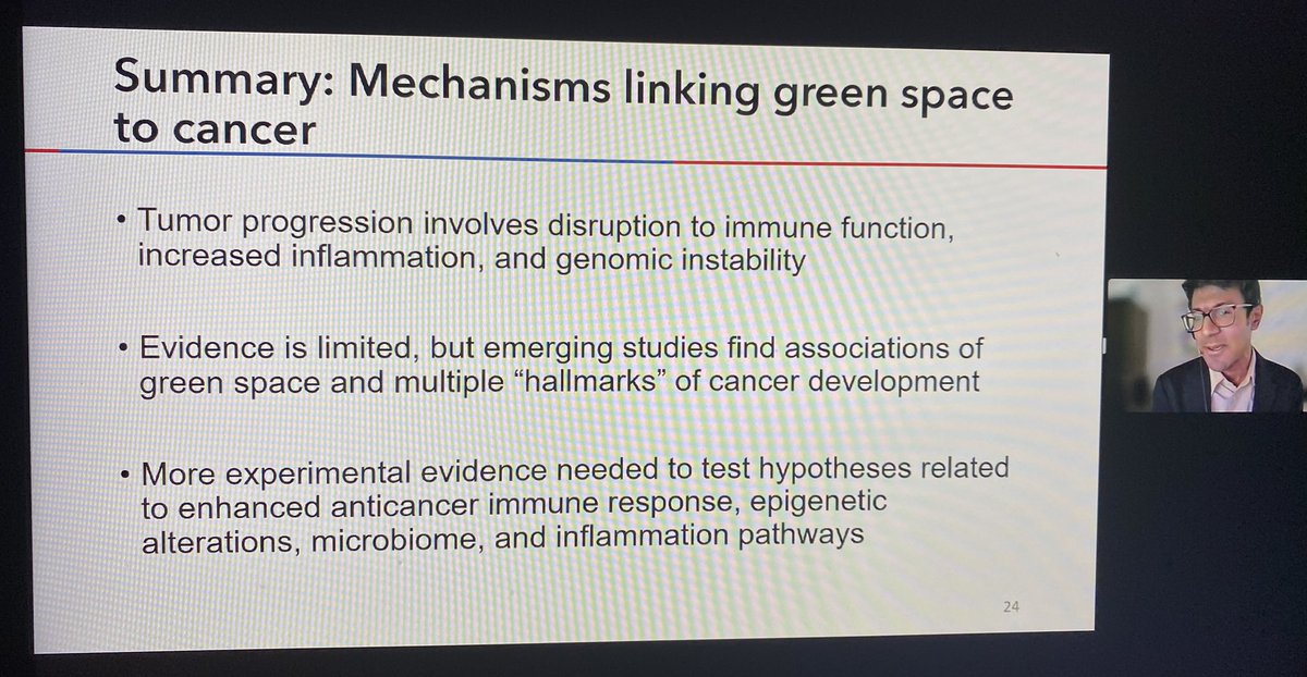 Exciting to spend a morning learning about environment and cancer at a conference organized by @ISGLOBALorg including the amazingly @hiyer_epi talking about greenness
