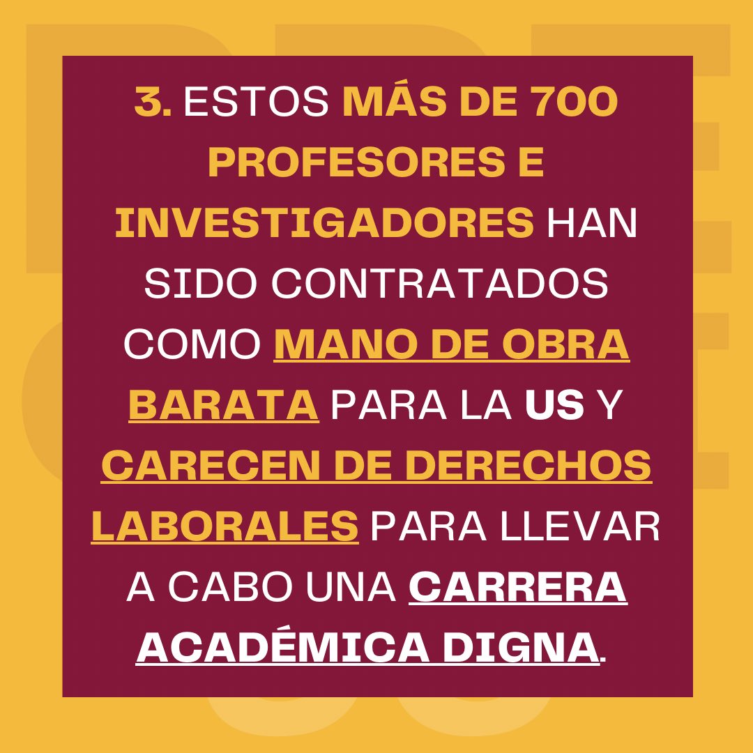 🚨 En la #UniversidaddeSevilla, 550 PSI y 170+ Investigadores <a href="/postdocUS/">Asamblea postdocs US (PAIDI)</a> son explotados como MANO DE OBRA BARATA, sin contratos dignos ni derechos laborales.

‼️EXIGIMOS plazas dignas y el cumplimiento de las promesas de estabilidad.

#PrecariedadLaboral #SomosLaUS