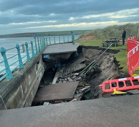 AngusCouncil's tweet photo. It never ends...

Last night, significant parts of the Montrose promenade collapsed, weakened by storm &amp; rain. It's difficult to prevent access to the highly unstable edge but please stay away as contractors are on site and it's just not safe. Have a look at these photos instead! https://t.co/UtJzGradsw