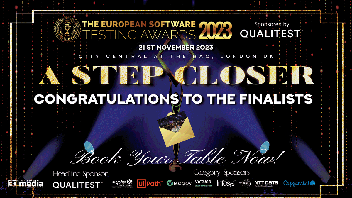 DevOpsAmerica's tweet photo. A big round of applause and congratulations to all the finalist of The European Software Testing Awards 2023.

Book your table and celebrate this unforgettable night with us: https://t.co/eyNTz7uyag

#softwaretesting #softwaretester #europe #softwareengineering #eu #awards2023 https://t.co/CNjBp7yGja