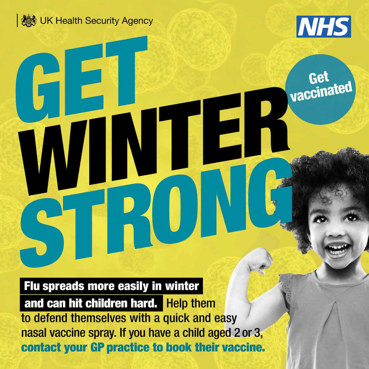 The nasal spray flu vaccine is quick, easy and helps protect children against serious illness this winter. Let’s #GetWinterStrong If your child is aged 2 or 3, contact your GP practice to book their vaccine.