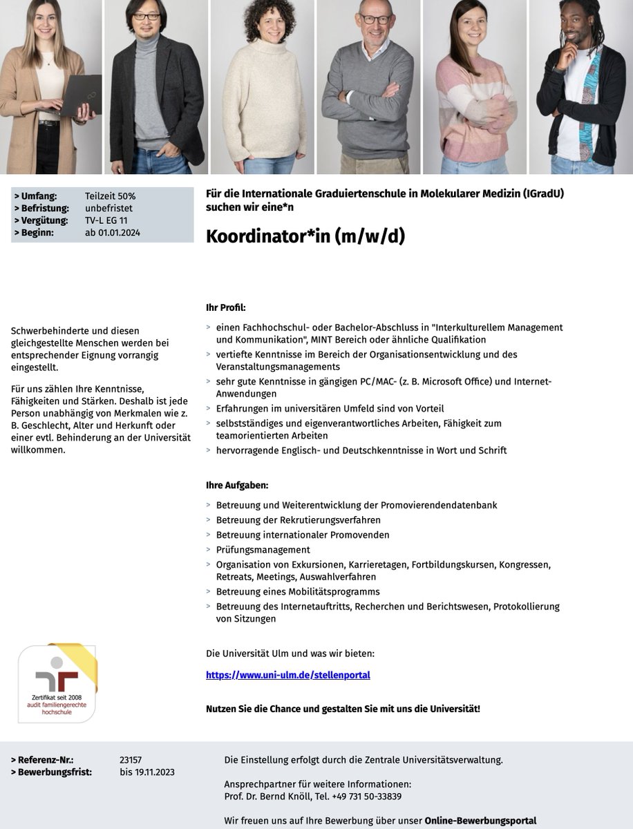 New job posting from Ulm University 

stellenangebote.uni-ulm.de/jobposting/918…