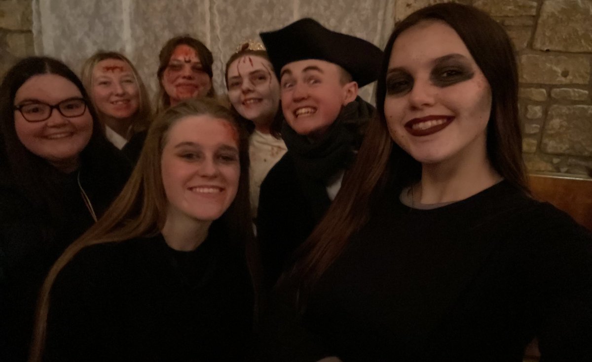 MusicDrama1's tweet photo. Might be all smiles here but Miss Buchanan got a scare from these current/former pupils (not all pictured) at Geilsland Ghost Walk on Saturday. Well done to those involved!! 👻🎃😯😅

@GarnockCampus https://t.co/UmuV74SVi1