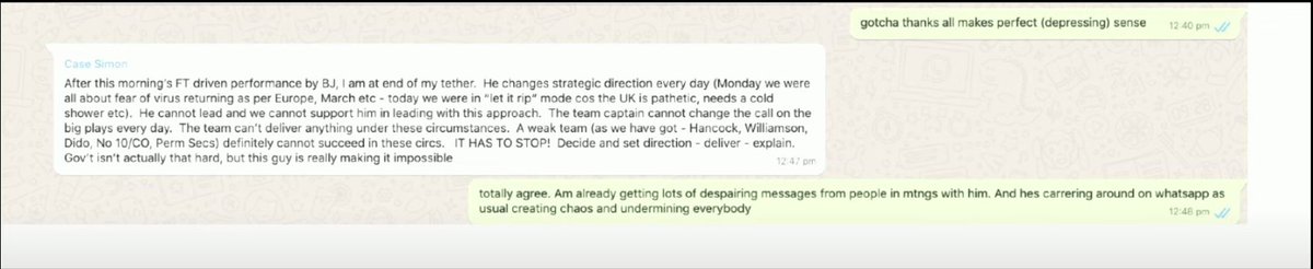 Boris Johnson believed the UK was being 'pathetic' about Covid, and should just have 'a cold shower' and 'let it rip', according to private messages sent by the Head of the Civil Service Simon Case.