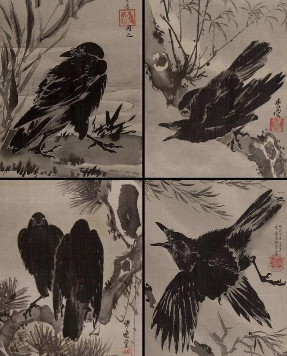 Crows as depicted by Japanese artist Kawanabe Kyōsai (1831-1889)