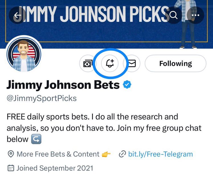 Jimmy Johnson Bets on X: Don't know how to turn them on? Follow these  steps to do so: 1) Go to my profile @JimmySportPicks 2) Click on the bell  icon 3) Turn