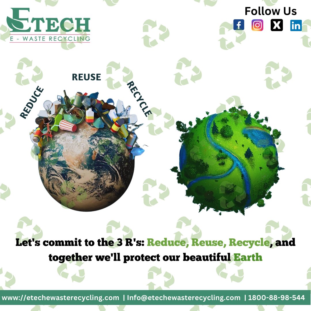 Let's commit to the 3 R's: Reduce, Reuse, Recycle, and together we'll protect our beautiful Earth ♻️🌍

#Plasticwasterecycling #Plasticwasterecycle #Plsticwastemanagement #Plasticwastesolution #Reuseplastic #GoGreen #SaveOurOceans #Recycleelectronics #etechewasterecycling