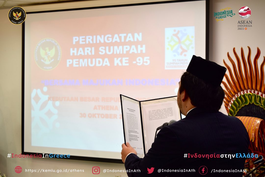 indonesiainath's tweet image. KBRI Athena telah menyelenggarakan upacara bendera memperingati Hari Sumpah Pemuda ke-95 Tahun 2023. 

#SumpahPemuda
#KBRIAthena
#IndonesiainAthens
#IndonesiainGreece
#ΙνδονησίαστηνΕλλάδα