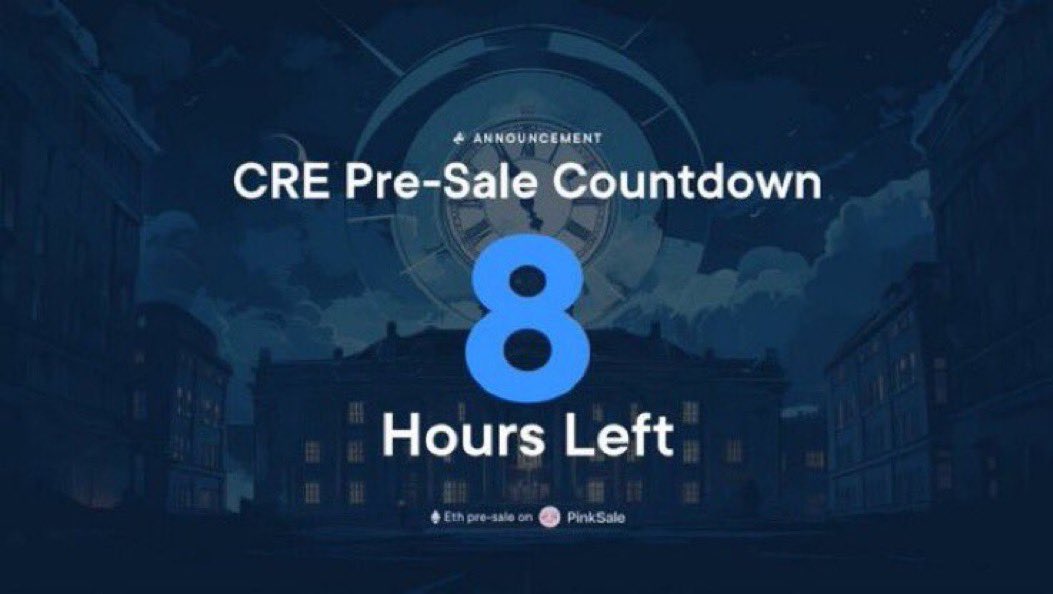 🔥 Cre fairlaunch live last 8 hour left until the fair launch ends more than 90+ eth filled Their BSC $CRE did a 96x great team working in this project must need to ape in for making some good amount of money Telegram:t.me/creproject @cre_updates Audited Kyc Got…