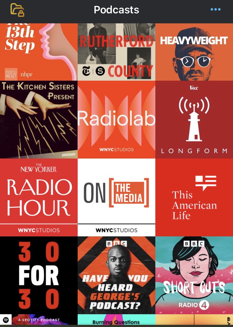 Top of my podcast feed’s color palette looks like fall