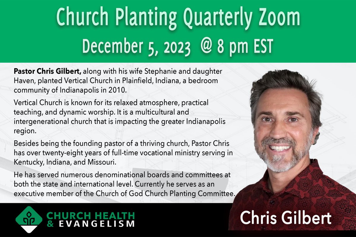 Don't miss this!! 2nd in the series of Quarterly Zoom Events with Pastor Chris Gilbert. To sign up to participate in this event and receive more information about future Quarterly Zoom Events click here:
cogcpn.com/church-plantin…