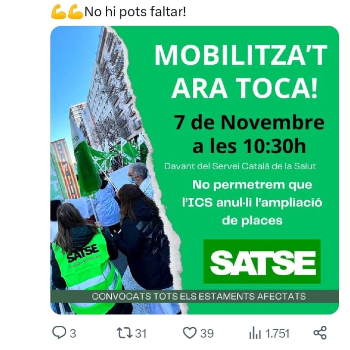 PazRuizdelAmo's tweet photo. @Pitufinaperf @SATSECatalunya @tv3cat @martarrufat Ei, que a la mobilització estan convocant a tothom. Fixa't en el cartell👇 https://t.co/iOBxs0tZOr