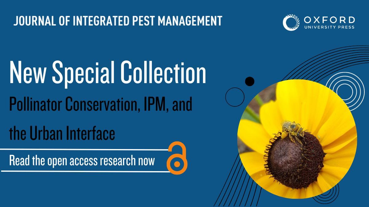 EntsocAmerica's tweet photo. Don't miss the new special collection in the Journal of Integrated Pest Management: "Pollinator Conservation, IPM, and the Urban Interface." Read the free collection at https://t.co/Mrcl8ax4pc https://t.co/DwZjwLQEfP